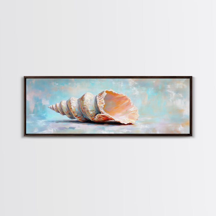 Large Pink Conch Seashell Framed Canvas Print, Coastal Wall Art, Beach House Decor, Ocean Wall Decor, Nautical Gift, Seaside Wall Art