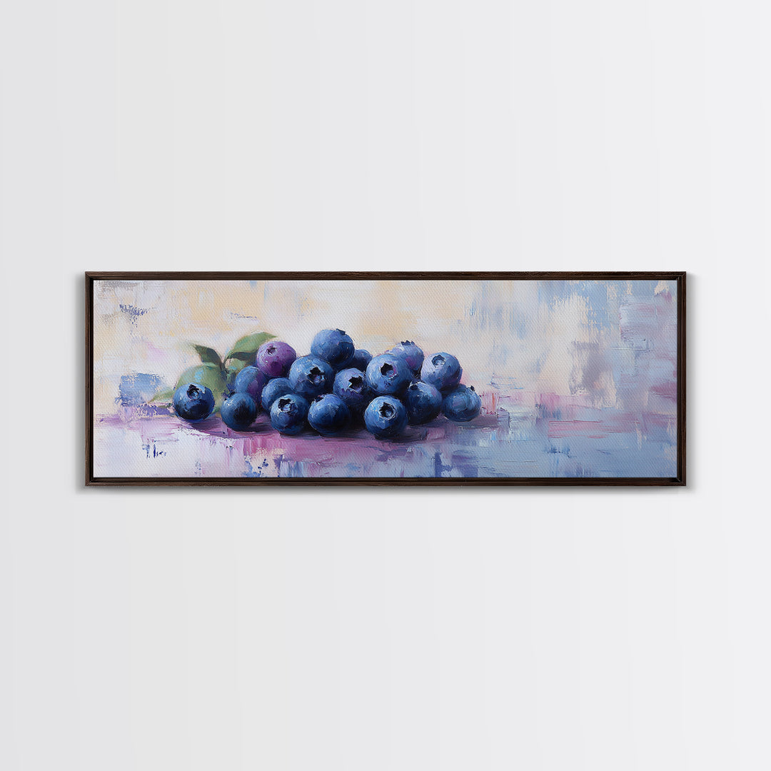 Blueberry Still Life Oil Painting Wall Art, Kitchen Framed Canvas Print, Fruit Art, Farmhouse Dining Room Decor, Foodie Gift