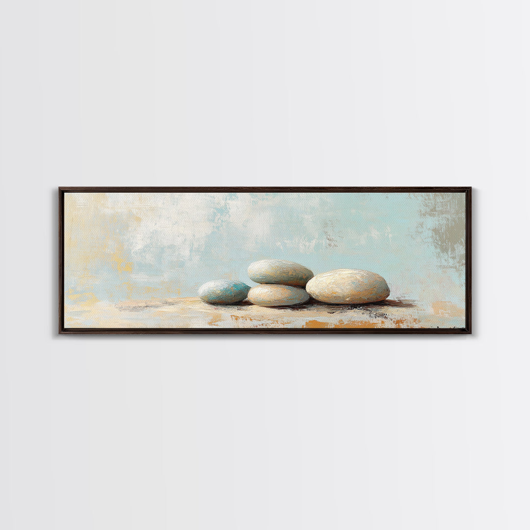 Stacked Smooth Stones Wall Art, Zen Spa Decor Print, Minimalist Bathroom Wall Decor, Calming Neutral Art, Meditation Room Decor