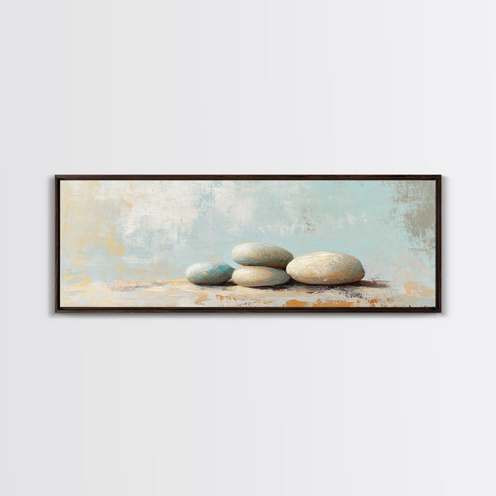Stacked Smooth Stones Wall Art, Zen Spa Decor Print, Minimalist Bathroom Wall Decor, Calming Neutral Art, Meditation Room Decor