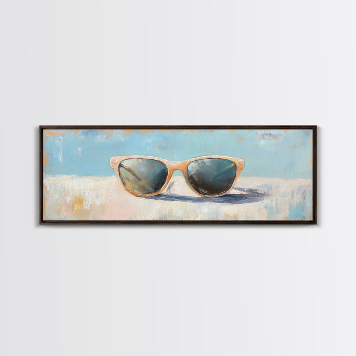 Retro Sunglasses Still Life Canvas Print, Summer Beach Wall Art, Minimalist Coastal Decor, Fashion Wall Art, Gift For Her