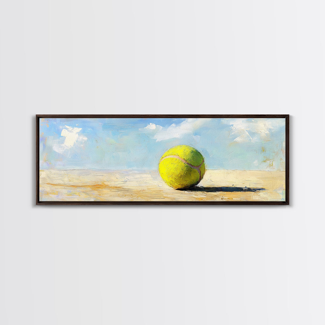 Bright Tennis Ball On Sunny Court Wall Art, Modern Sports Canvas Print, Game Room Decor, Kids Room Art, Gift For Tennis Lover