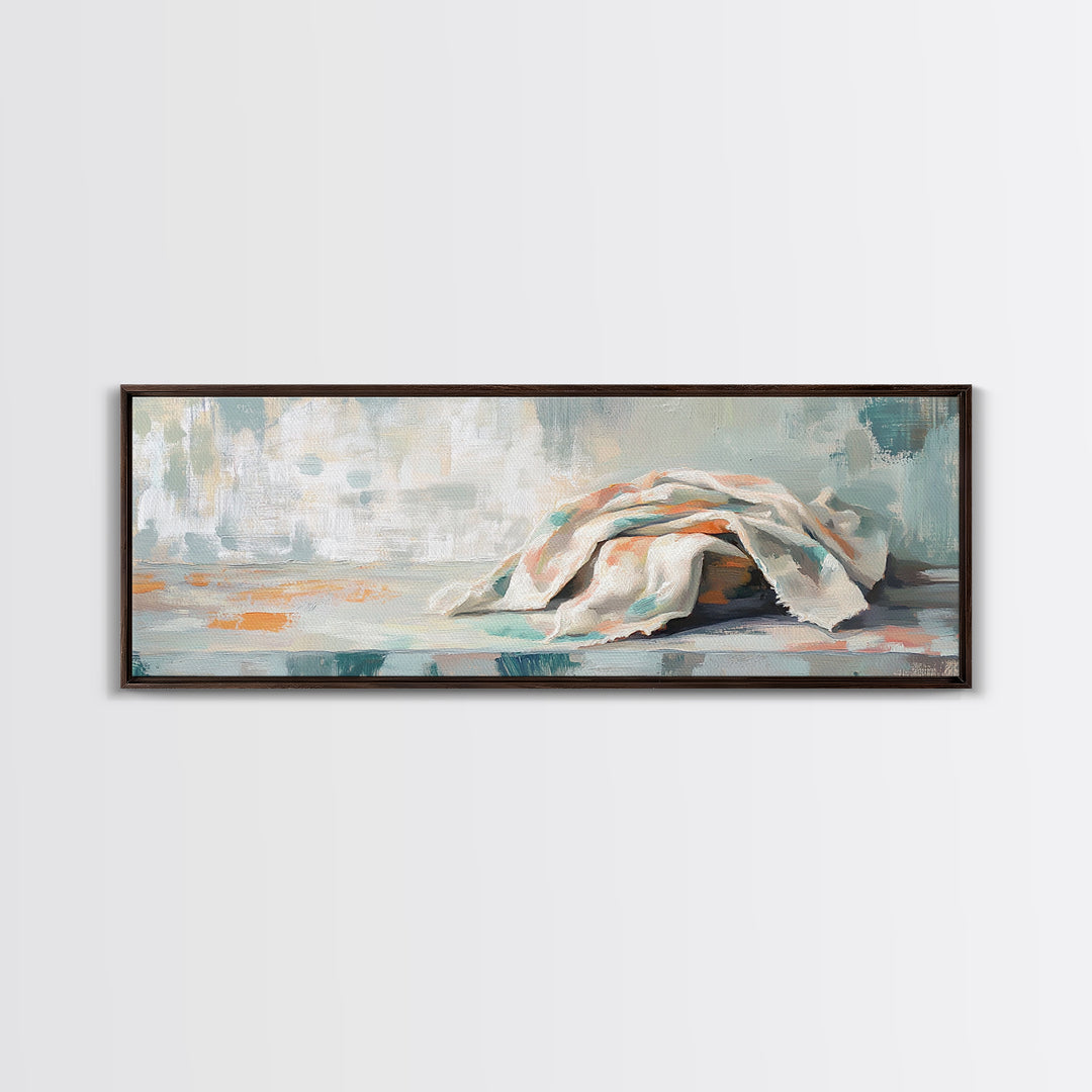 Soft Folded Linen Blanket Canvas Print, Neutral Wall Art, Minimalist Home Decor, Cozy Bedroom Decor, Wabi Sabi Art Print