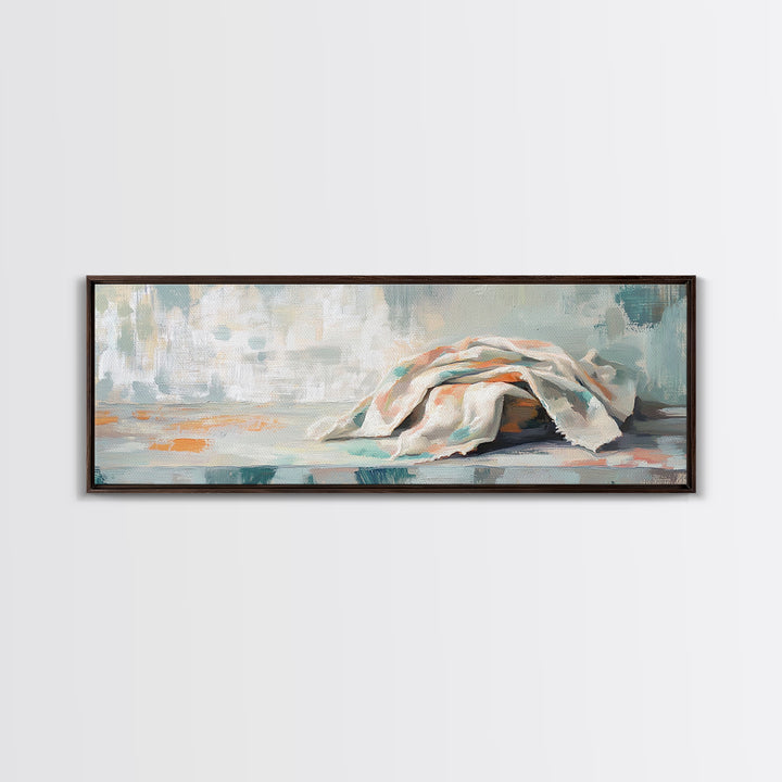 Soft Folded Linen Blanket Canvas Print, Neutral Wall Art, Minimalist Home Decor, Cozy Bedroom Decor, Wabi Sabi Art Print