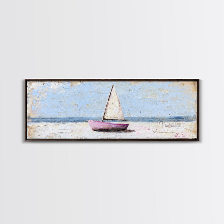 Small Sailboat On Calm Sea Canvas Print, Coastal Wall Art, Nautical Home Decor, Beach House Art, Serene Ocean Wall Decor
