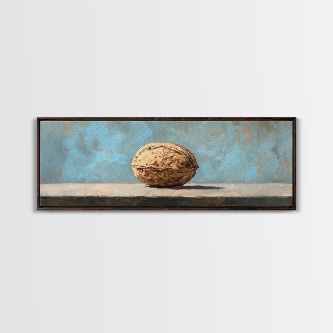 Single Walnut Still Life Wall Art, Minimalist Rustic Kitchen Print, Neutral Food Painting, Modern Farmhouse Decor, Gift For Foodie