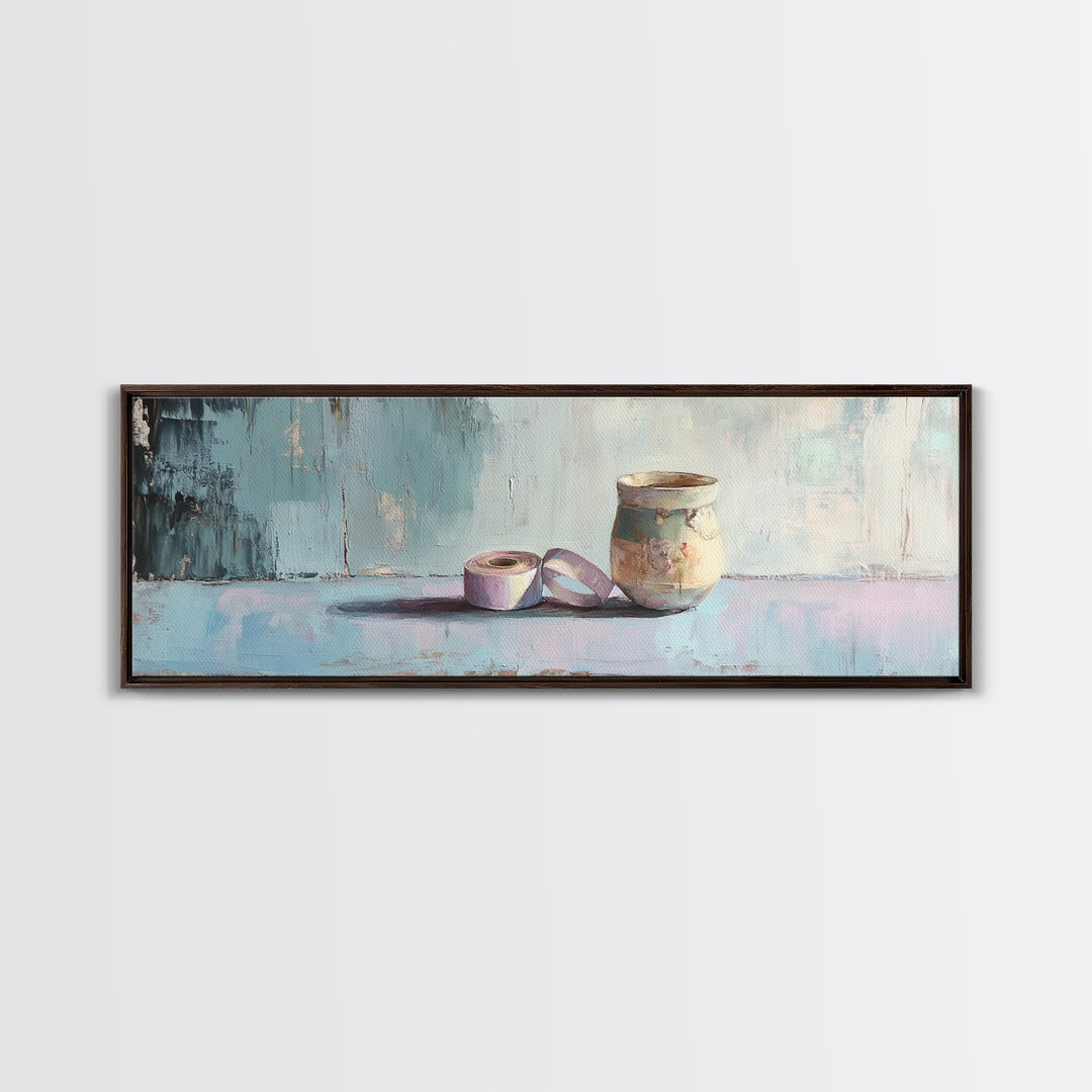 Ceramic Pot And Ribbon Still Life Wall Art, Minimalist Studio Decor, Rustic Craft Room Art Print, Neutral Modern Wall Decor