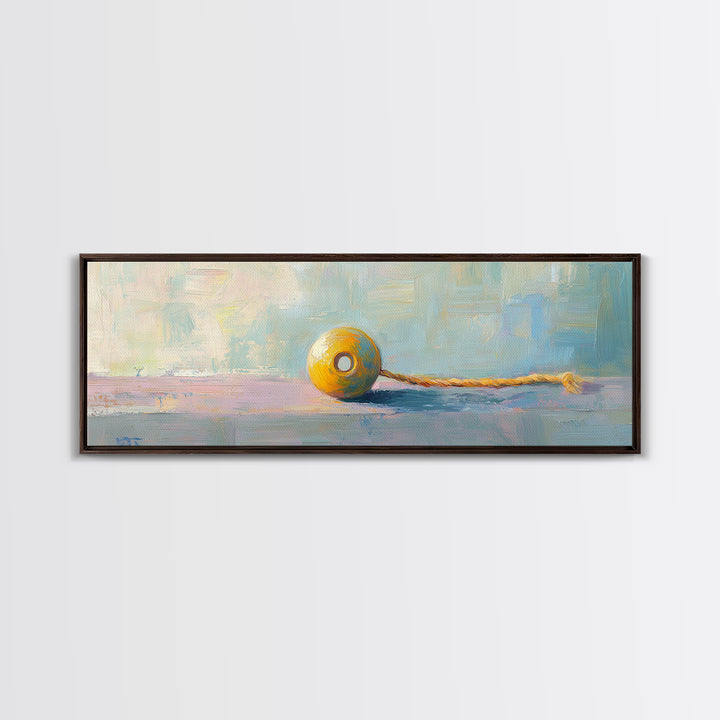 Yellow Yo Yo Toy Still Life Canvas Print, Minimalist Wall Art, Playroom Decor, Kids Room Art, Cheerful Modern Home Decor