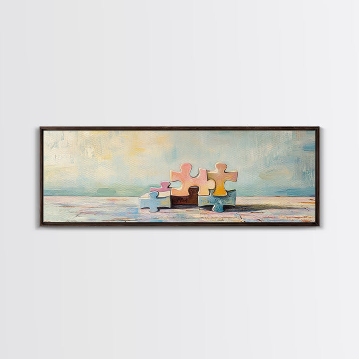 Pastel Puzzle Pieces Still Life Wall Art, Kids Room Decor, Nursery Wall Art, Playroom Print, Whimsical Gift For Family Decor