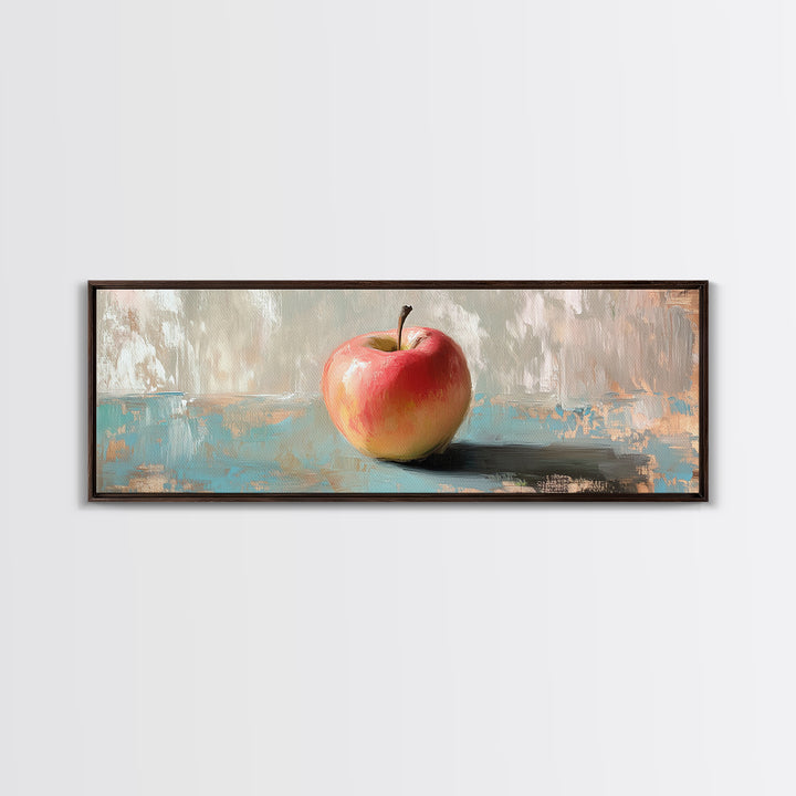 Single Red Apple Still Life Canvas Print, Minimal Kitchen Wall Art, Farmhouse Decor, Fruit Art Print, Housewarming Gift Idea