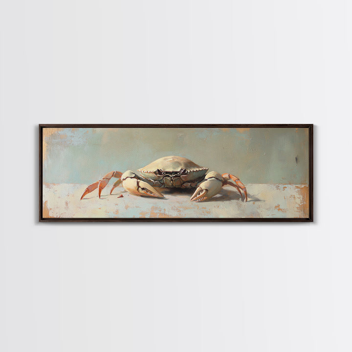 Coastal Crab Still Life Wall Art, Ocean Animal Canvas Print, Nautical Beach House Decor, Seafood Kitchen, Coastal Wall Decor