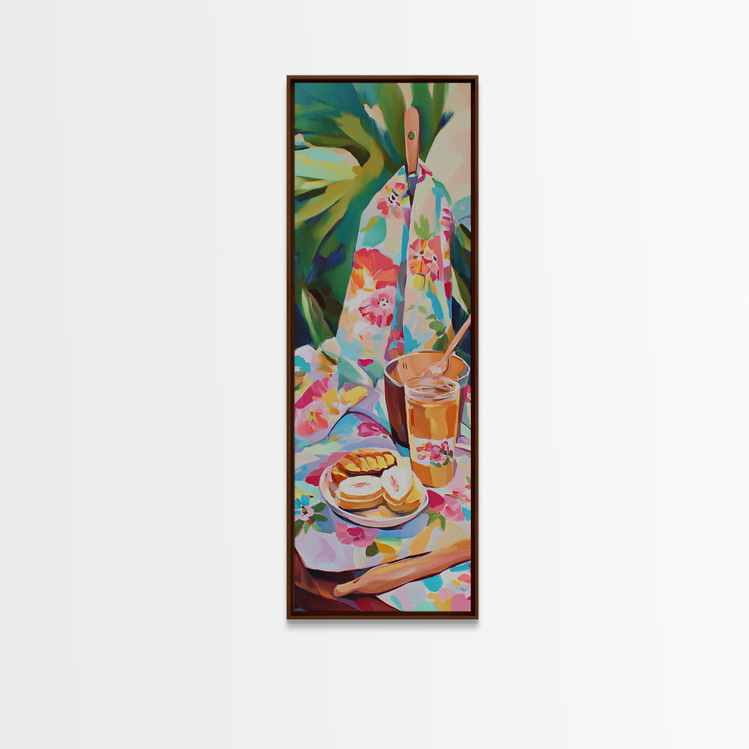 Iced Tea Poolside Snack Still Life Wall Art, Tropical Kitchen Canvas Print, Summer Patio Decor, Colorful Art, Hostess Gift