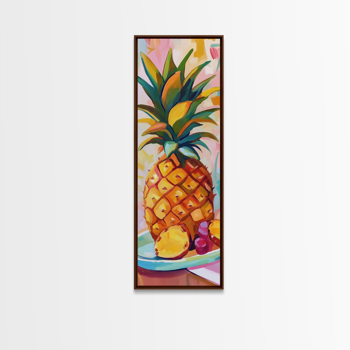 Vibrant Pineapple Still Life Canvas Print, Tropical Kitchen Wall Art, Colorful Fruit Art, Beach House Decor, Summer Gift