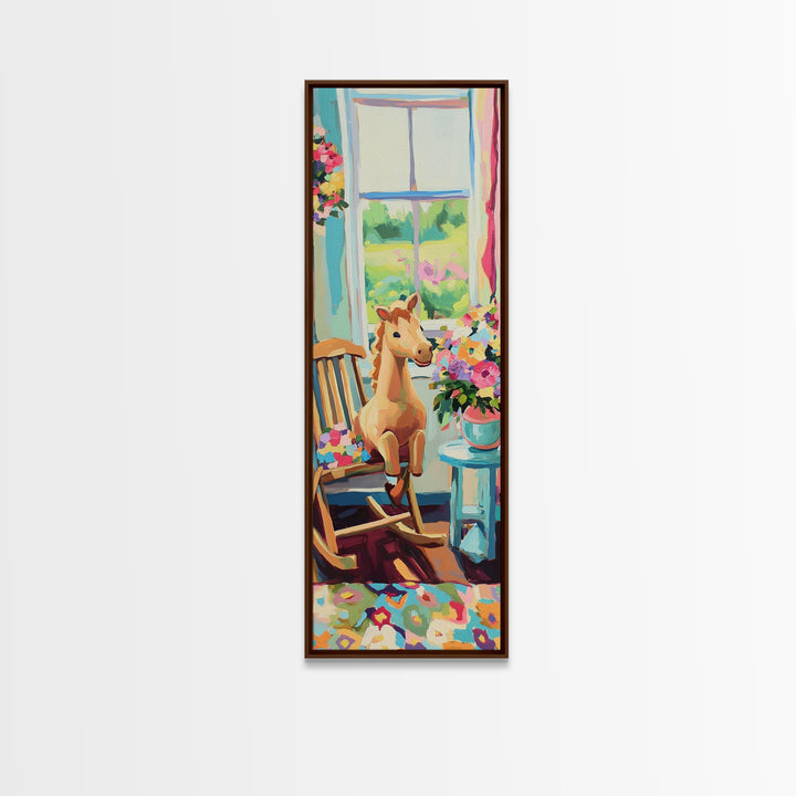 Sweet Giraffe Nursery Framed Canvas Print, Colorful Kids Room Wall Art, Baby Animal Decor, Whimsical Playroom Gift, Baby Shower Gift