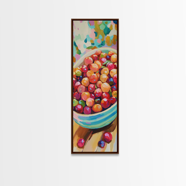 Colorful Cherry Bowl Wall Art, Vibrant Fruit Painting, Kitchen Wall Decor, Foodie Gift, Dining Room Print, Still Life Art