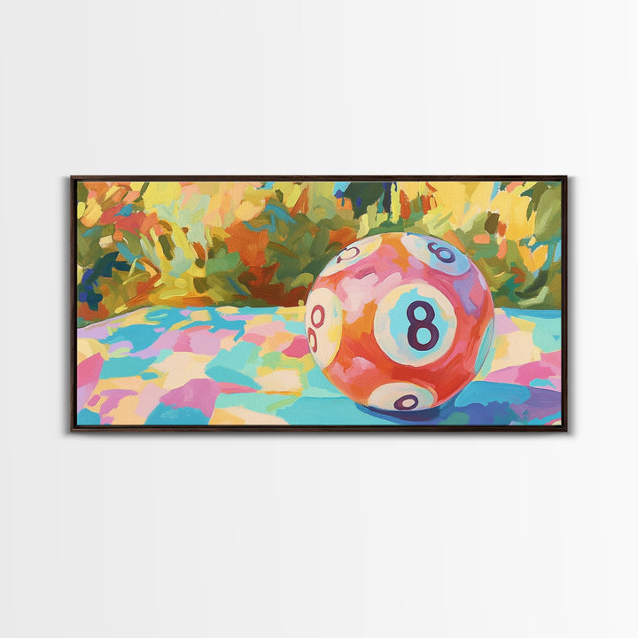 Pink Eight Ball Billiards Wall Art, Game Room Decor, Pool Room Art Print, Retro Poster, Man Cave Canvas Print, Gift For Him