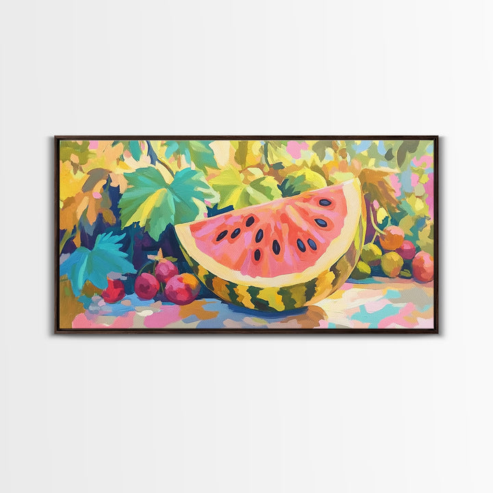 Juicy Watermelon Slice Canvas Print, Colorful Kitchen Wall Art, Summer Fruit Poster, Dining Room Decor, Food Lover Gift Idea