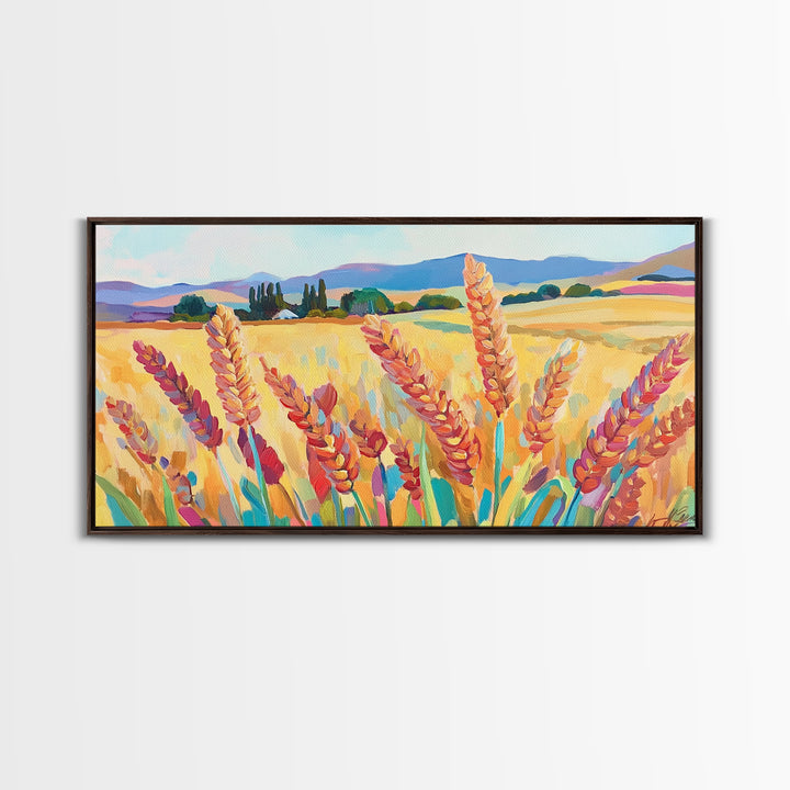 Golden Wheat Field Canvas Print, Rustic Country Landscape Art, Farmhouse Wall Decor, Kitchen Wall Art, Housewarming Gift