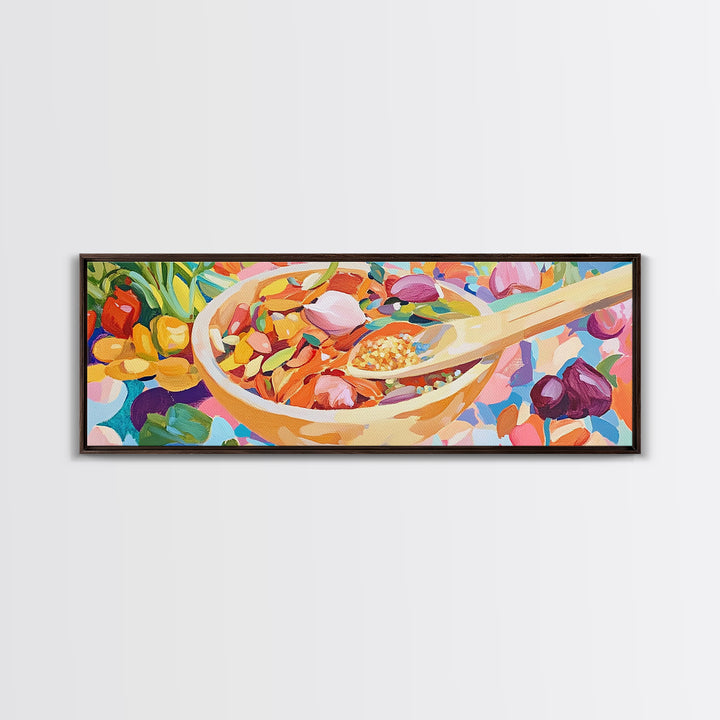 Colorful Kitchen Spice Bowl Canvas Print, Whimsical Food Wall Art, Bright Dining Room Decor, Chef Gift, Housewarming Gift
