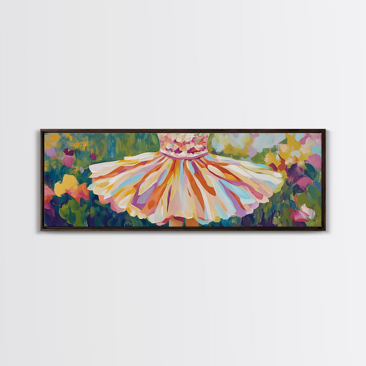 Twirl Dress In Blooming Garden Wall Art, Feminine Canvas Print, Whimsical Floral Decor, Girls Room Art, Gift For Her, Spring Decor