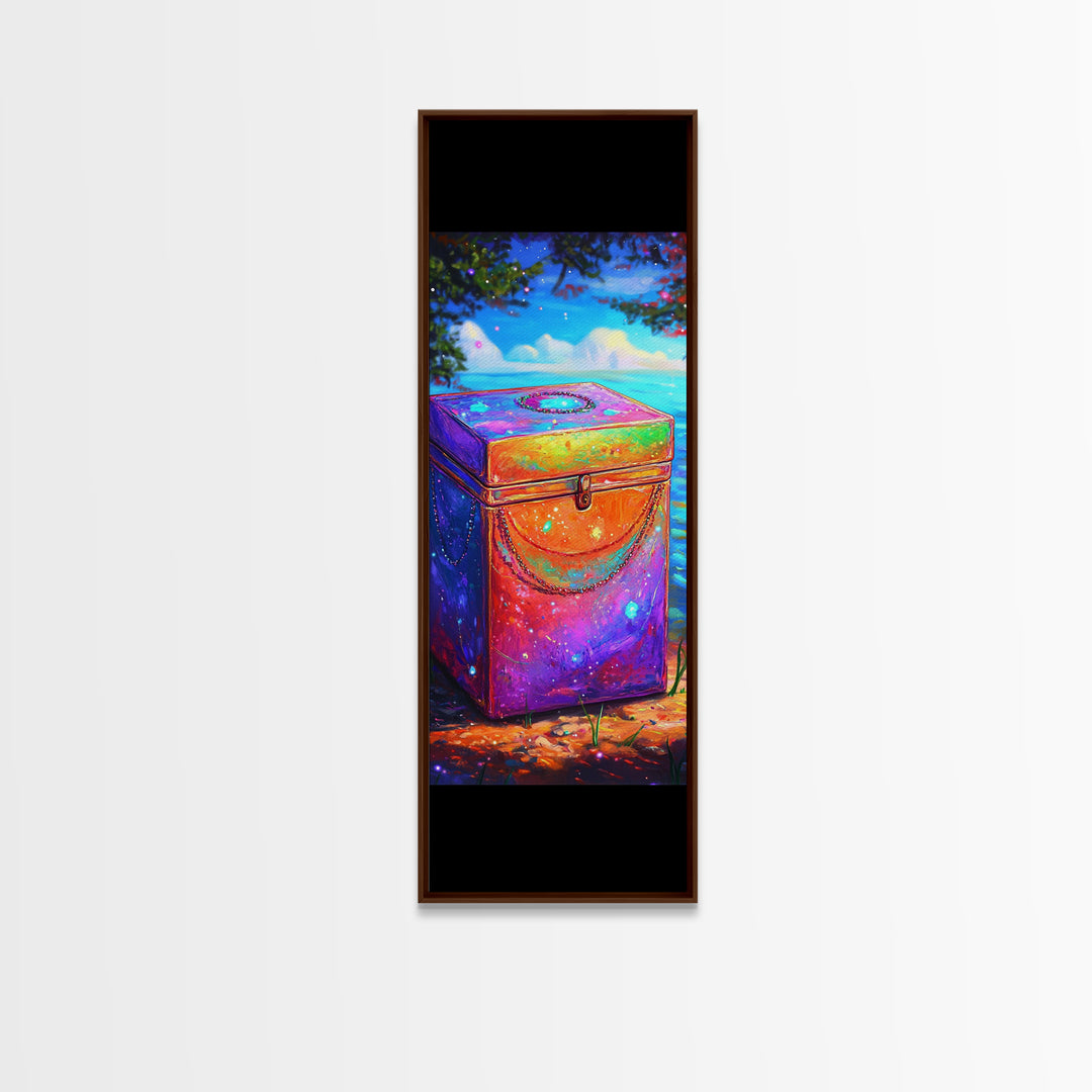 Rainbow Treasure Chest By Tropical Ocean Wall Art, Colorful Coastal Canvas Print, Beach House Decor And Unique Gift Idea