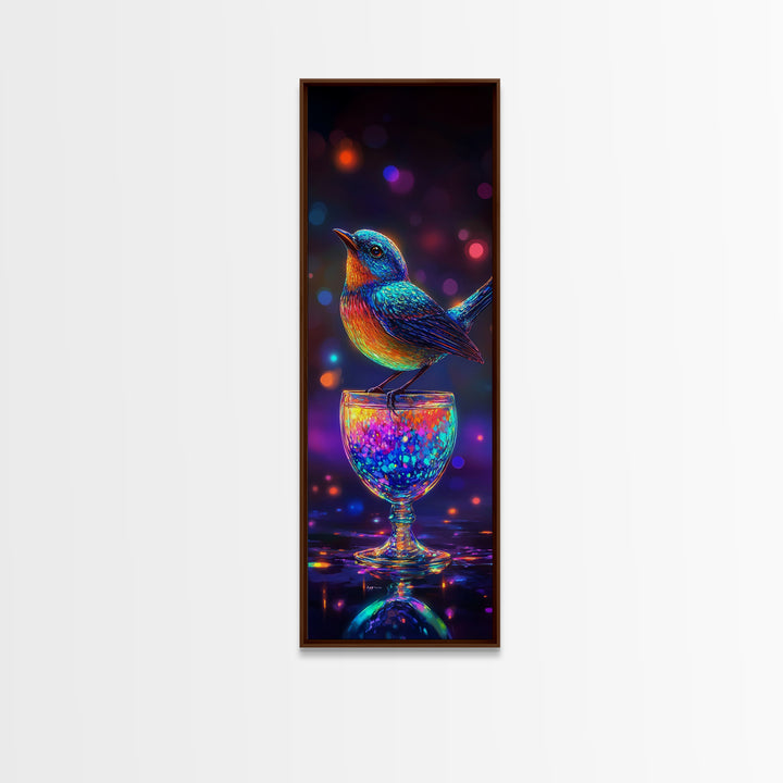 Radiant Blue Bird On Sparkling Glass Wall Art, Colorful Canvas Print, Animal Wall Art, Whimsical Decor, Bird Lover Gift, Nature Art