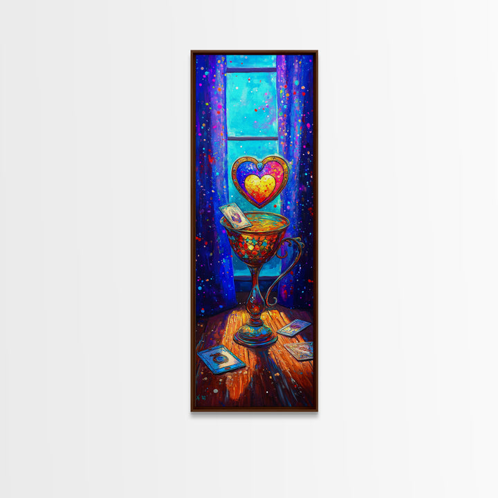 Glowing Heart Goblet By Window Wall Art, Romantic Bedroom Art, Whimsical Love Wall Decor, Gift For Her, Cozy Decor, Valentine Gift