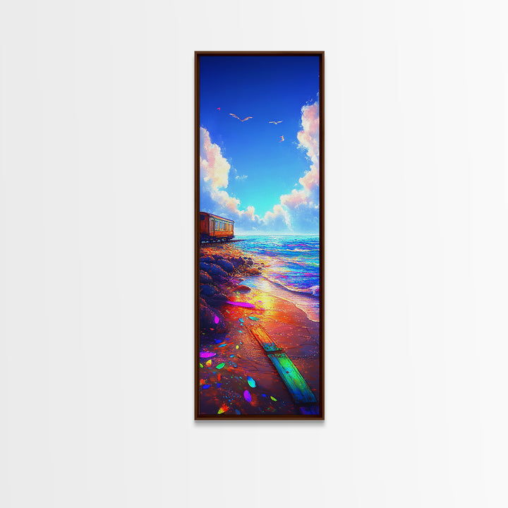 Sunlit Beach Path Wall Art, Coastal Ocean Sunset Canvas Print, Seaside Wall Decor, Beach House Decor, Living Room Art Print
