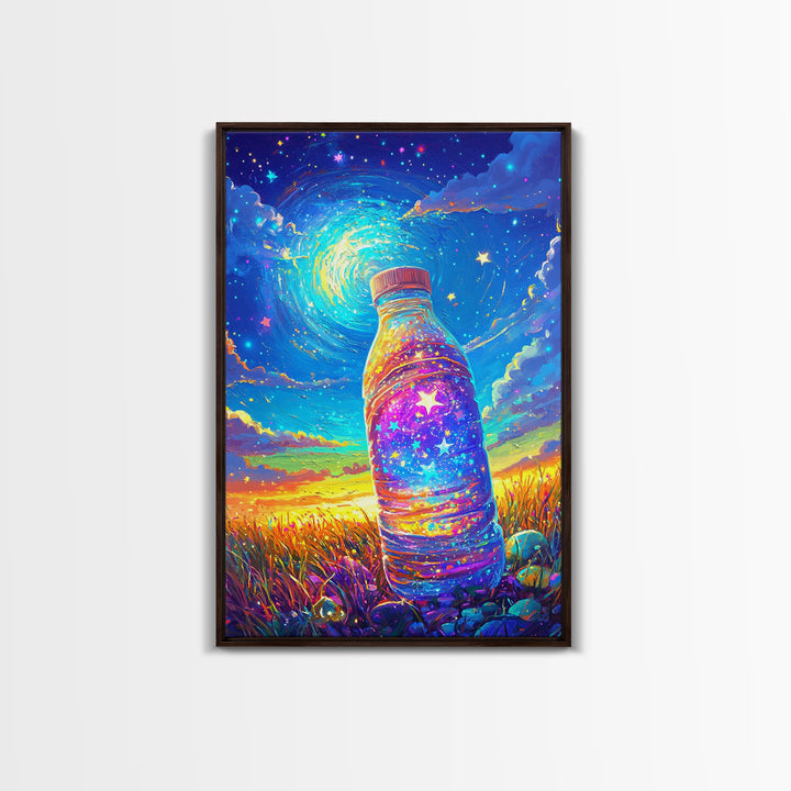Starry Galaxy Bottle Wall Art, Whimsical Celestial Landscape, Colorful Nursery Decor, Kids Room Art, Magical Fantasy Print