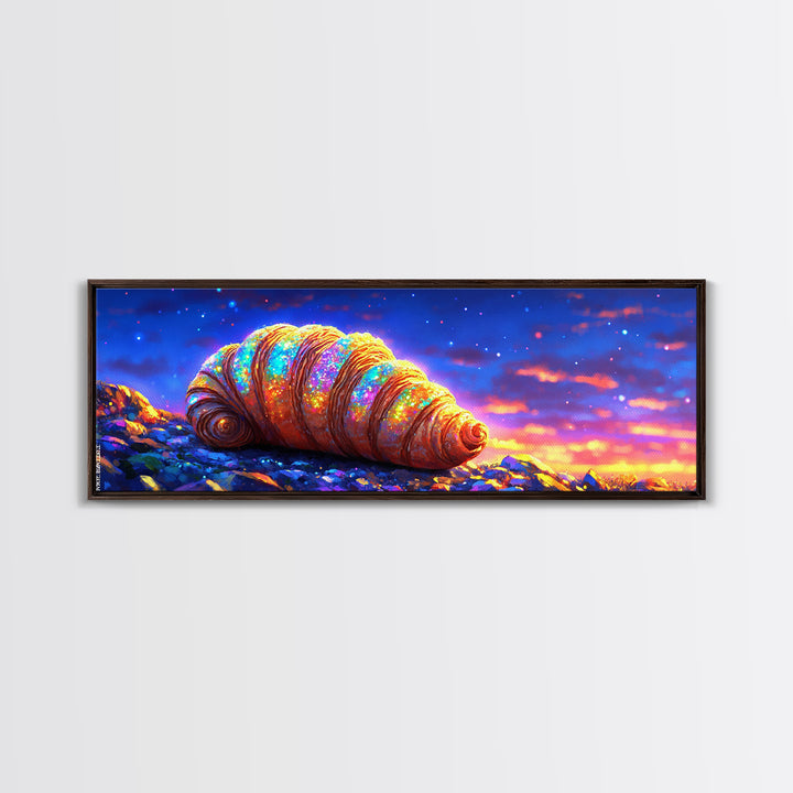 Luminous Seashell On Rocky Shore At Twilight Canvas Print, Coastal Wall Art, Ocean Decor, Nautical Beach House Artwork Print