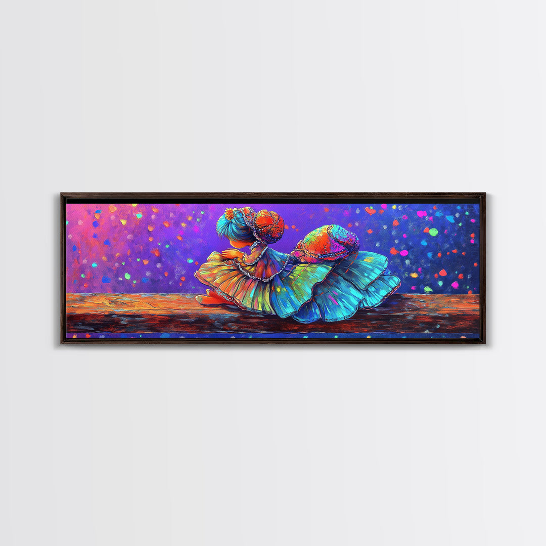 Colorful Curled Doll In Ruffled Dress Canvas Print, Whimsical Wall Art, Girls Room Decor, Nursery Wall Art, Cute Art Print