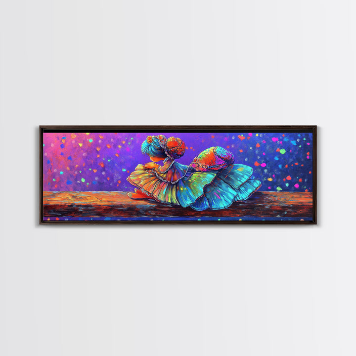 Colorful Curled Doll In Ruffled Dress Canvas Print, Whimsical Wall Art, Girls Room Decor, Nursery Wall Art, Cute Art Print
