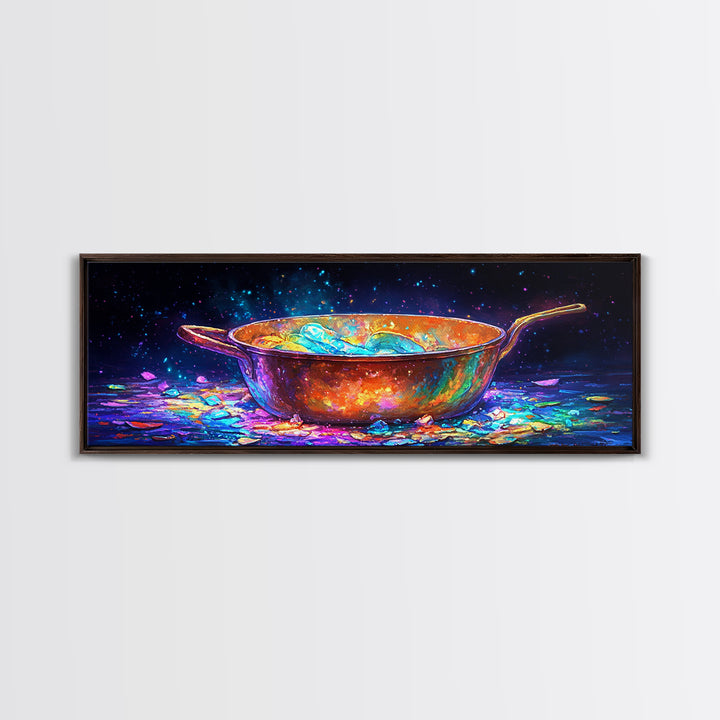 Glowing Copper Pan With Shimmering Water Canvas Print, Kitchen Wall Art, Rustic Kitchen Decor, Foodie Gift, Dining Room Prints