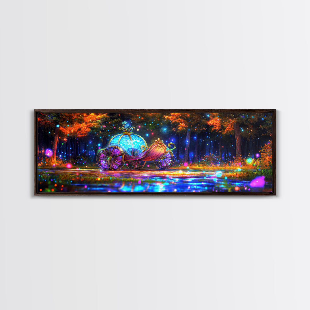 Enchanted Pumpkin Carriage Wall Art, Fairy Tale Canvas Print, Whimsical Nursery Decor, Magical Forest Fantasy Artwork For Girls Room