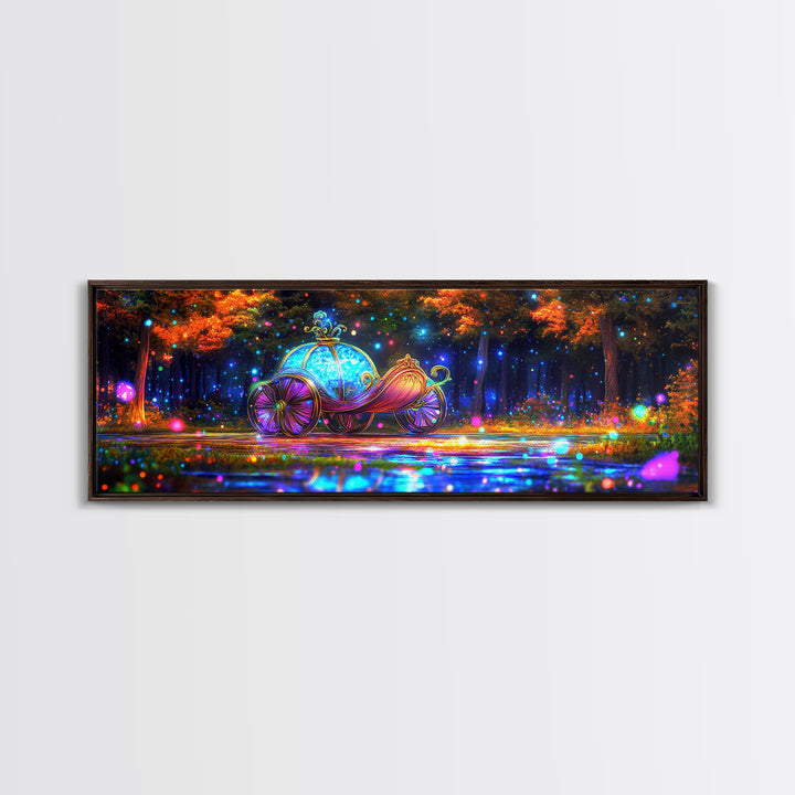 Enchanted Pumpkin Carriage Wall Art, Fairy Tale Canvas Print, Whimsical Nursery Decor, Magical Forest Fantasy Artwork For Girls Room
