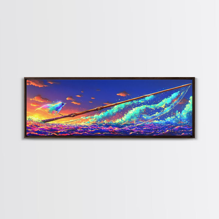 Glowing Sailboat On Sunset Waves Canvas Print, Nautical Wall Art, Ocean Decor, Vibrant Coastal Art For Beach House Decor