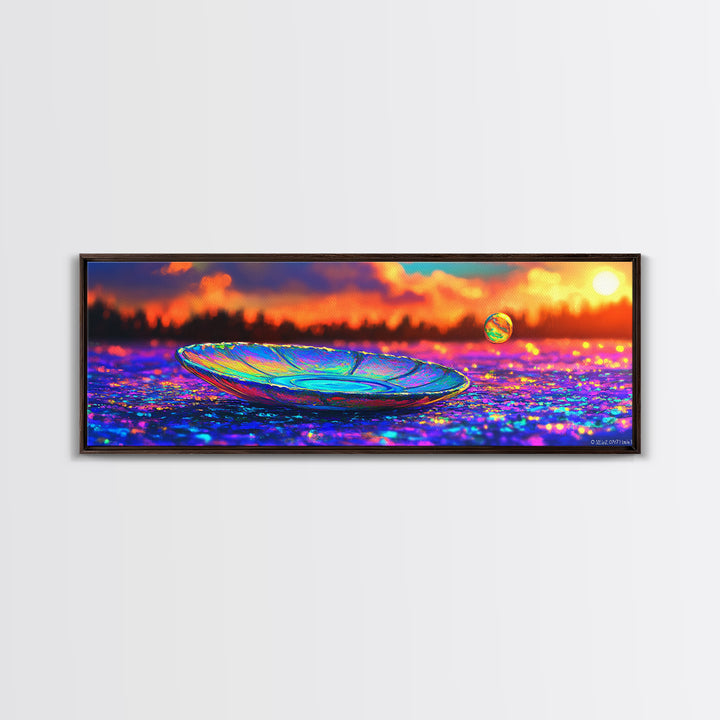 Iridescent Glass Plate At Sunset Canvas Print, Abstract Still Life Wall Art, Colorful Home Decor, Modern Kitchen Art Print
