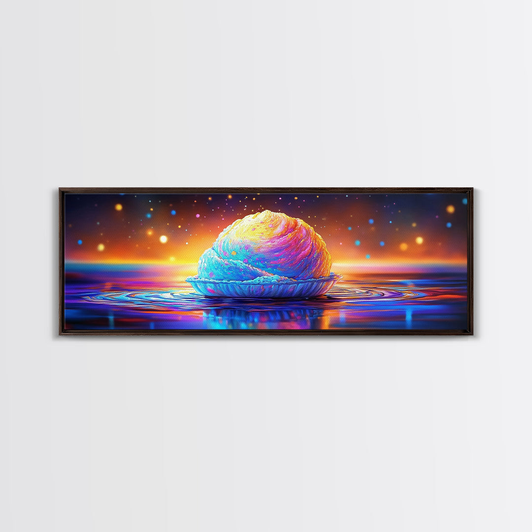 Pastel Shell At Sunset Canvas Print, Dreamy Coastal Wall Art For Ocean Nursery Decor, Beach House Decor And Seascape Art