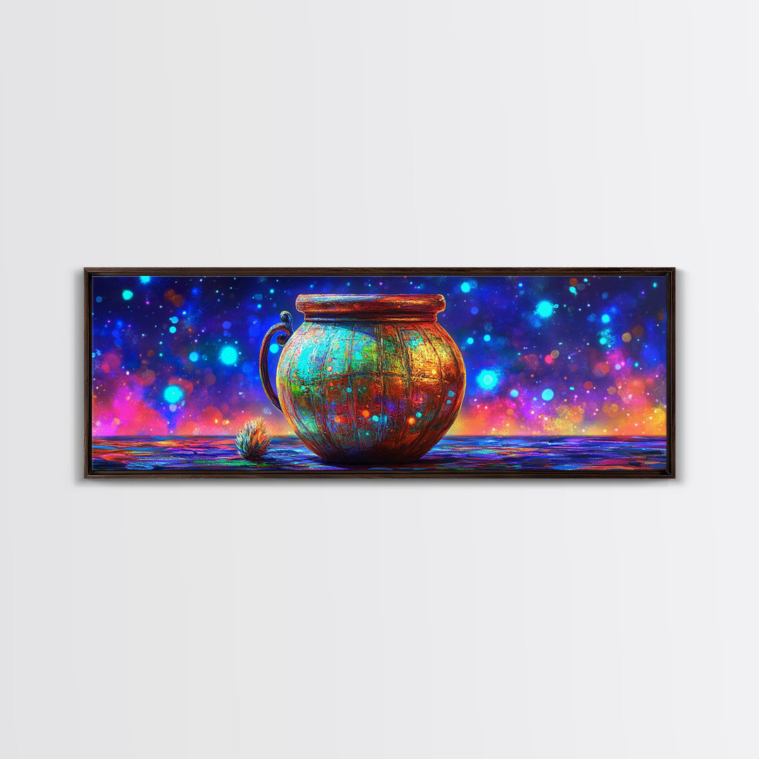 Rustic Copper Cauldron Under Stars Wall Art, Magical Celestial Decor, Whimsical Art Print, Witchy Decor, Cozy Home Decor