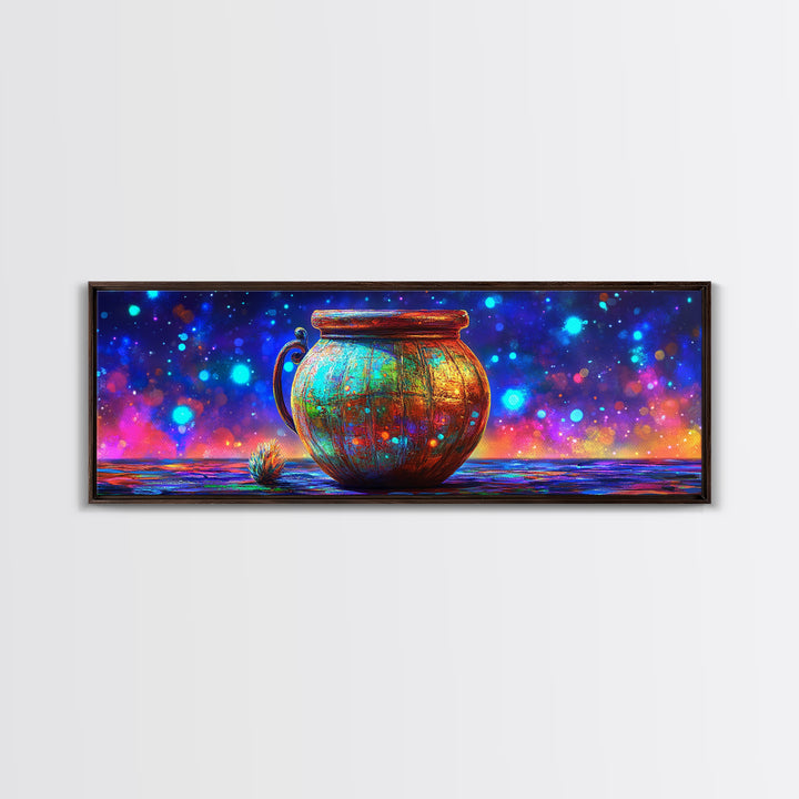 Rustic Copper Cauldron Under Stars Wall Art, Magical Celestial Decor, Whimsical Art Print, Witchy Decor, Cozy Home Decor
