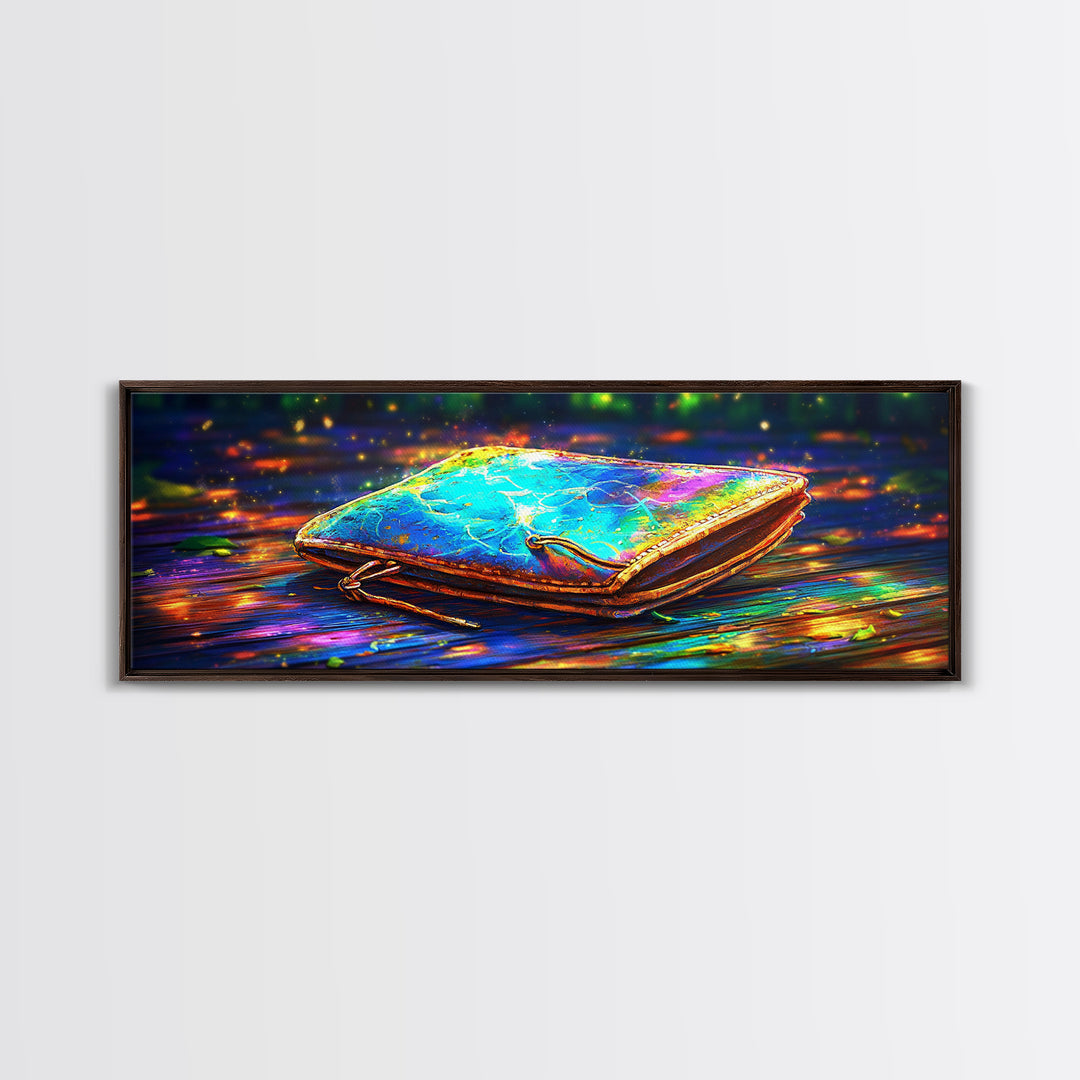 Glowing Leather Journal Wall Art, Bookish Decor, Writing Desk Art Print, Cozy Library Decor, Office Wall Decor, Gift For Her