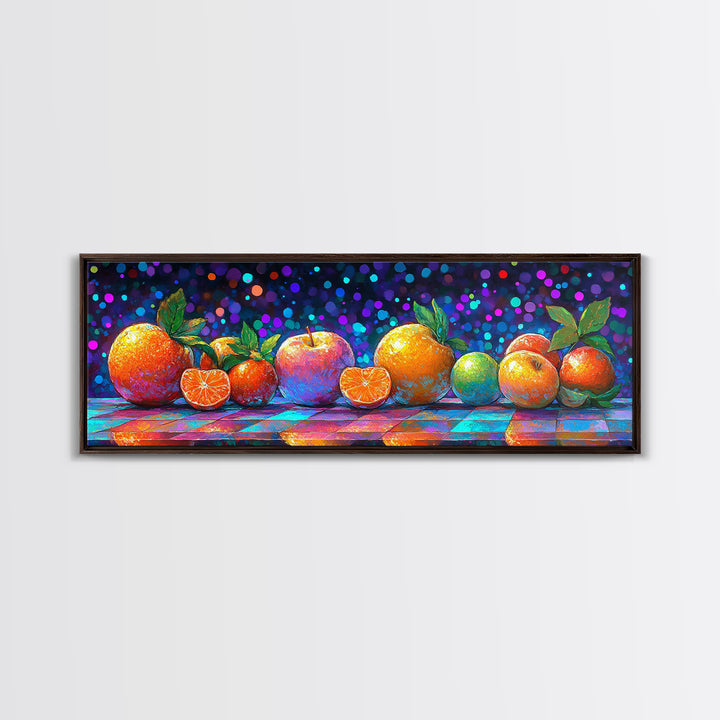 Vibrant Citrus And Apple Still Life Framed Canvas Print, Colorful Kitchen Wall Art, Fruit Art, Modern Home Decor, Foodie Gift
