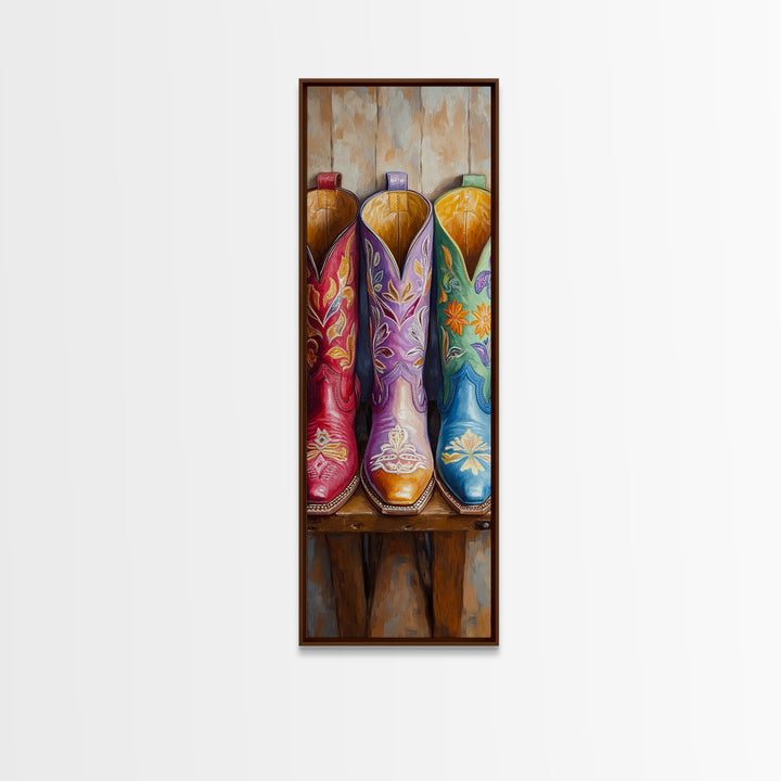 Close Up Floral Cowboy Boots Canvas Print, Western Wall Art, Cowgirl Decor, Southwestern Decor, Rustic Home Decor, Gift For Her