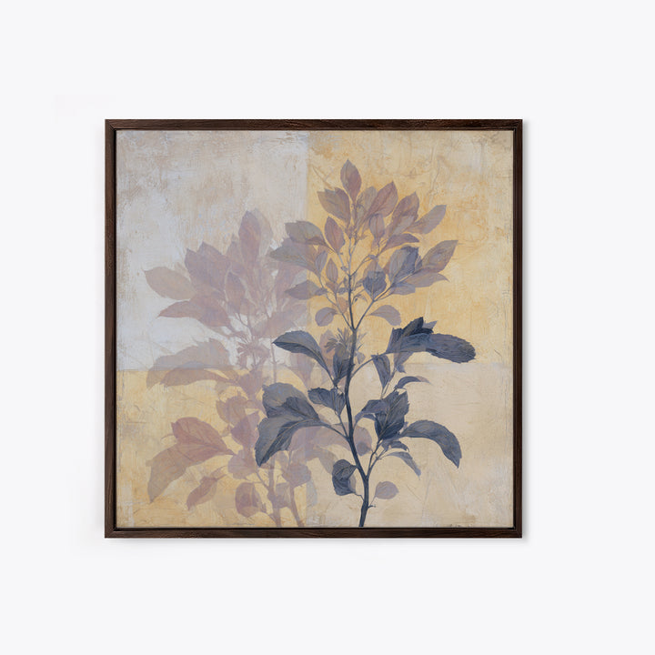 Tonal Botanical Shadows on Plaster Surface Canvas Print, Above Bed Art, Original Art, Bedroom Decor, Fine Art, Serenity, ABA-1x1-23