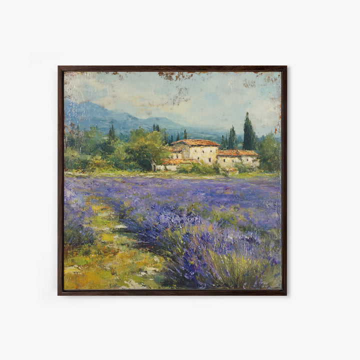 Oversized Lavender Field Framed Canvas Print, Above Bed Art, Dopamine Decor, Bedroom Decor, Oil Painting, Serenity, ABA-1x1-43