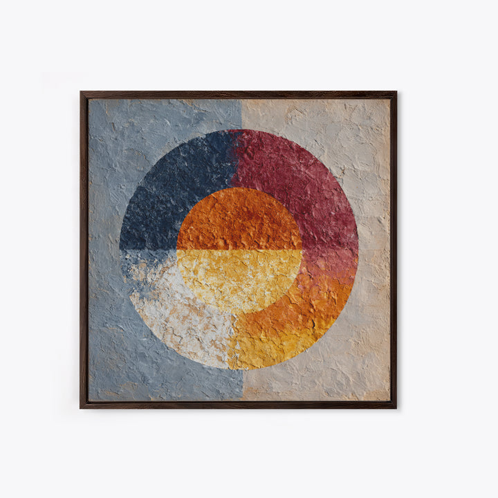 Abstract Sunrise Geometry Framed Canvas Print, Above Bed Art, Bedroom Decor, Abstract Art, Serenity, Boho Decor, Western Decor, ABA-1x1-44