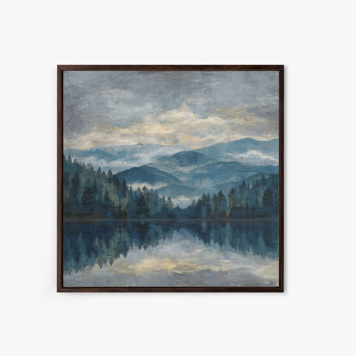 Soft Alpine Horizon Framed Canvas Print, Above Bed Art, Digital Prints, Bedroom Decor, Oil Painting, Serenity, Printable Art, ABA-1x1-48