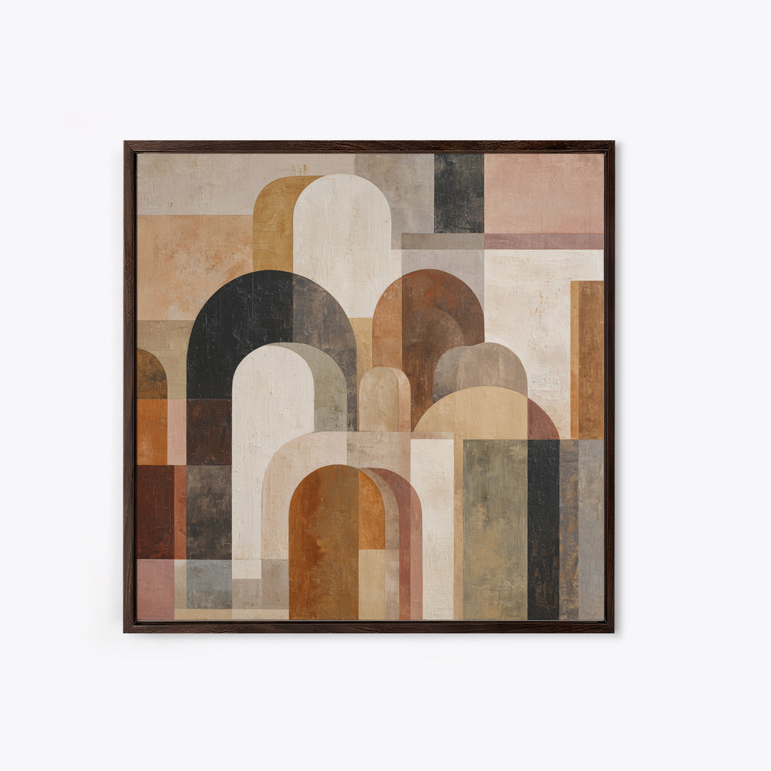 Neutral Abstract Arches Framed Canvas Print, Above Bed Art, Horizontal Wall Art, Bedroom Decor, Abstract Art, Serenity, ABA-1x1-52