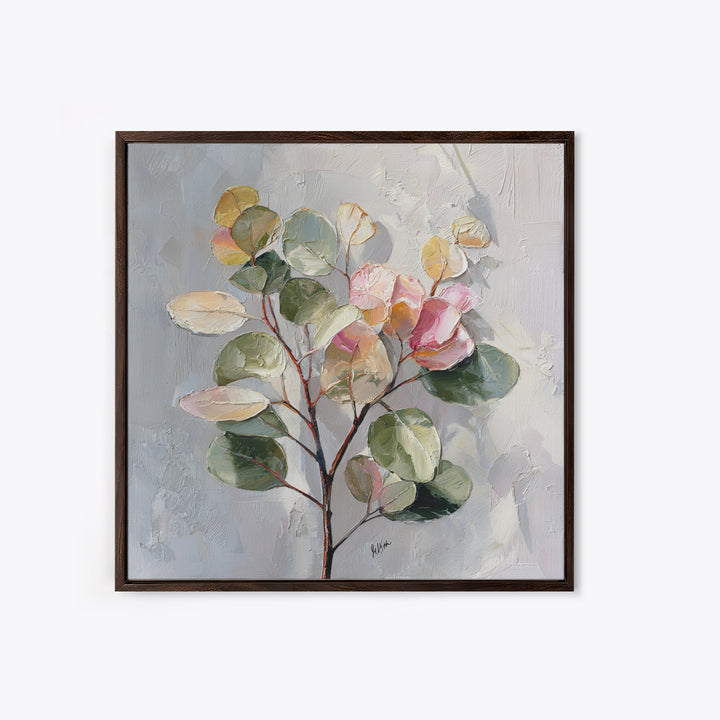 Soft Eucalyptus Branches Arranged Symmetrically Canvas Print, Above Bed Art, Dopamine Decor, Bedroom Decor, Serenity, ABA-1x1-6