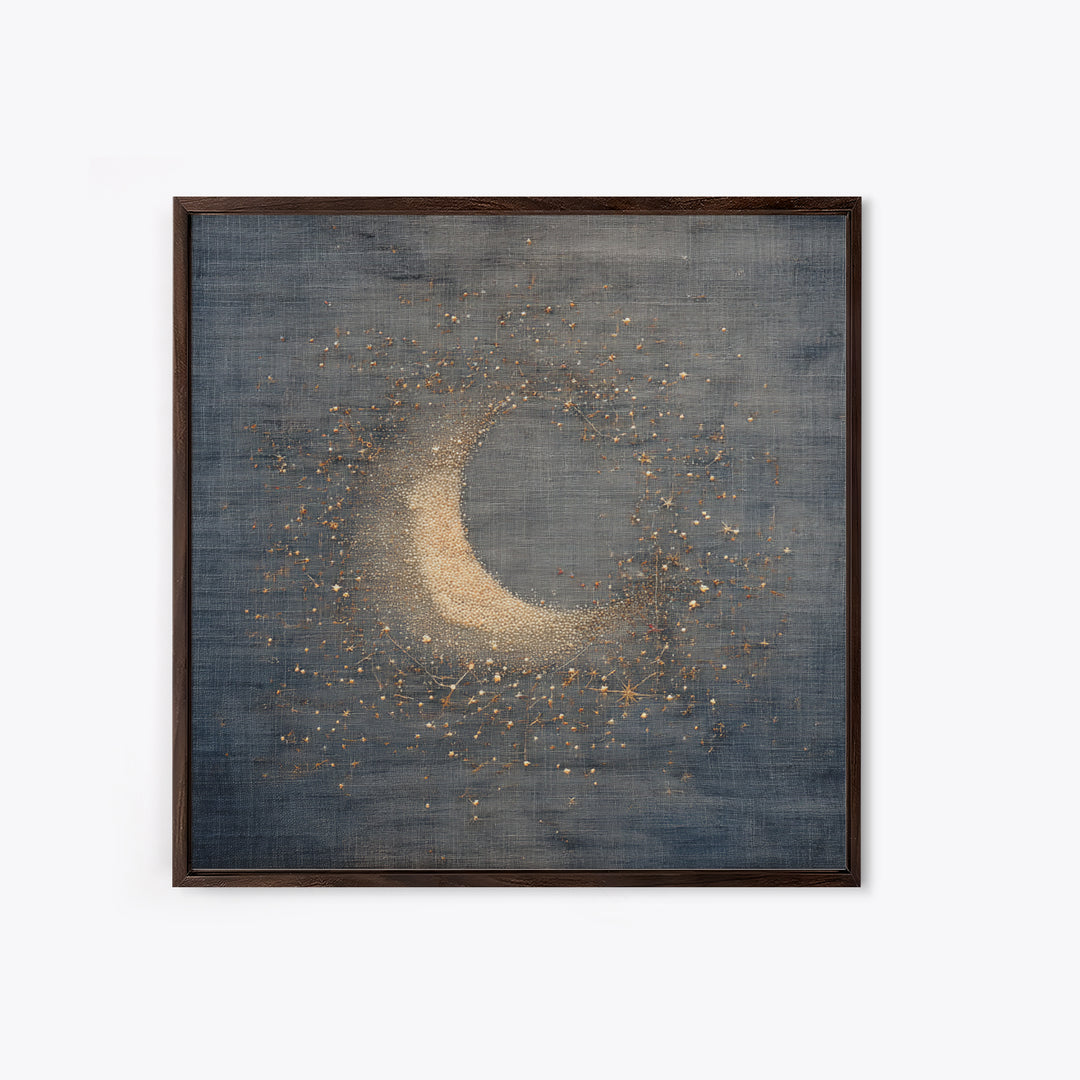 Subtle Celestial Scene Framed Canvas Print, Above Bed Art, Above Bed Decor, Bedroom Decor, Oil Painting, Serenity, ABA-1x1-61